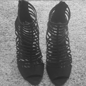 Sexy black strapped heels